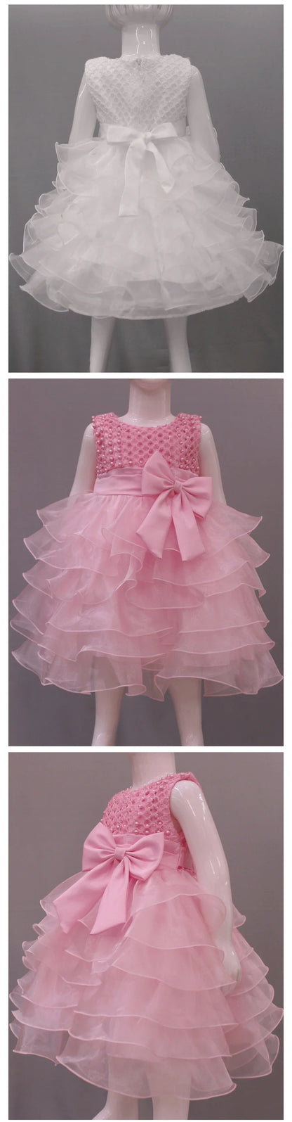 Vestido de Pérolas para Bebês Meninas, Princesa, com Camadas, Vintage, para Festa de Aniversário, Vestido de Baile de Natal, Roupinhas de Bebê de 3 a 24 Meses