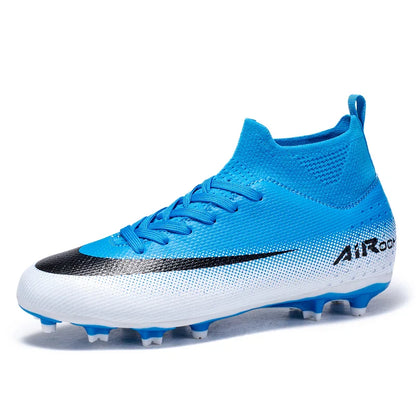 High-Top Leather AG Studded Soccer Cleats, Anti-Slip for Grass Field, Youth & Adult Men Women Training World Cup Style