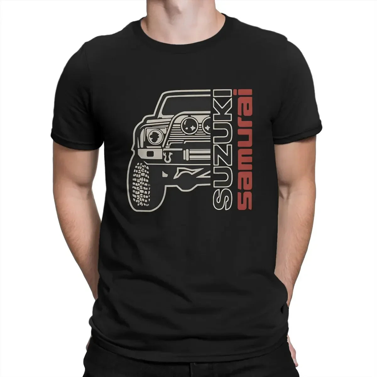 O Neck Tees New Arrival  oversized graphic harajuku Men Samurai Car T Shirts S-SUZUKI Pure Cotton Clothing Crazy Short Sleeve