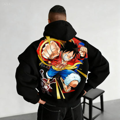 Vintage Oversized Anime One Piece Hoodie Men Women Sweatshirt Pullover Streetwear Casual Cotton Y2k Clothes Autumn Winter New