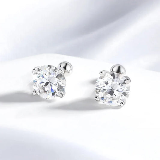 18k Plated 0.2-2ct Moissanite Stud Earrings for Women Solid 925 Sterling Silver Lab Diamond Screw Back Ear Stud Jewelry
