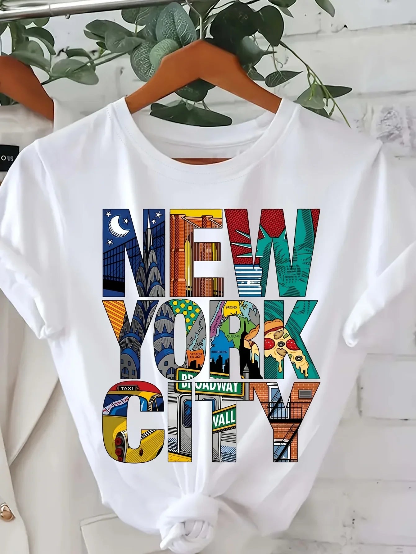 Women's short-sleeved crew neck T-shirt, casual style, New York City print, summer style.Summer Streetwear graphic t shirts Y2K