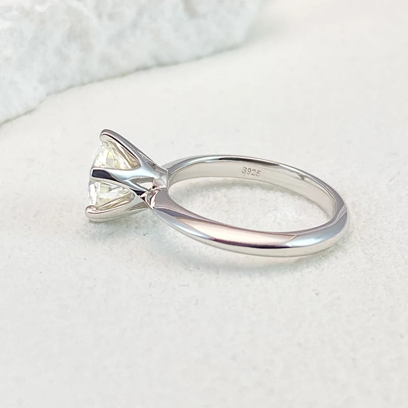 Ring For Women 925 Sterling Silver with White Gold Plated Lab Diamond Engagement Wedding Band Jewelry