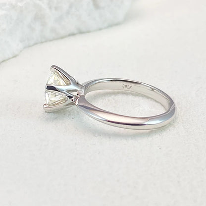 Ring For Women 925 Sterling Silver with White Gold Plated Lab Diamond Engagement Wedding Band Jewelry