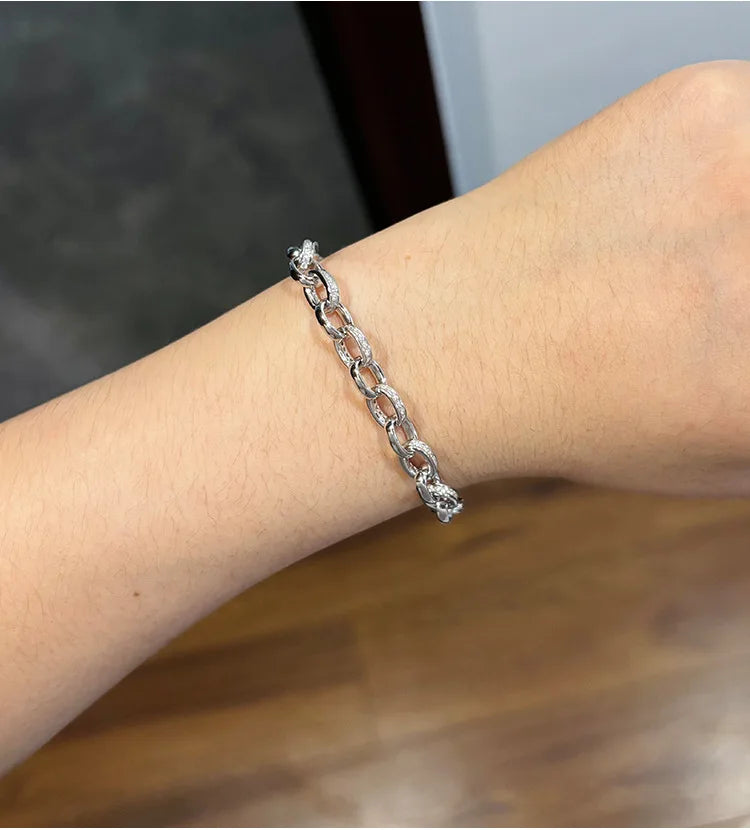 Full Moissanite Diamond Hook Link Chain Bracelet 1.2mm D Color For Woman Man S925 GRA Certified Couple Bracelets Bangle