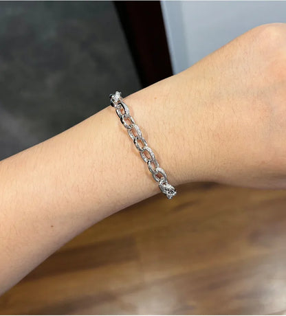 Full Moissanite Diamond Hook Link Chain Bracelet 1.2mm D Color For Woman Man S925 GRA Certified Couple Bracelets Bangle