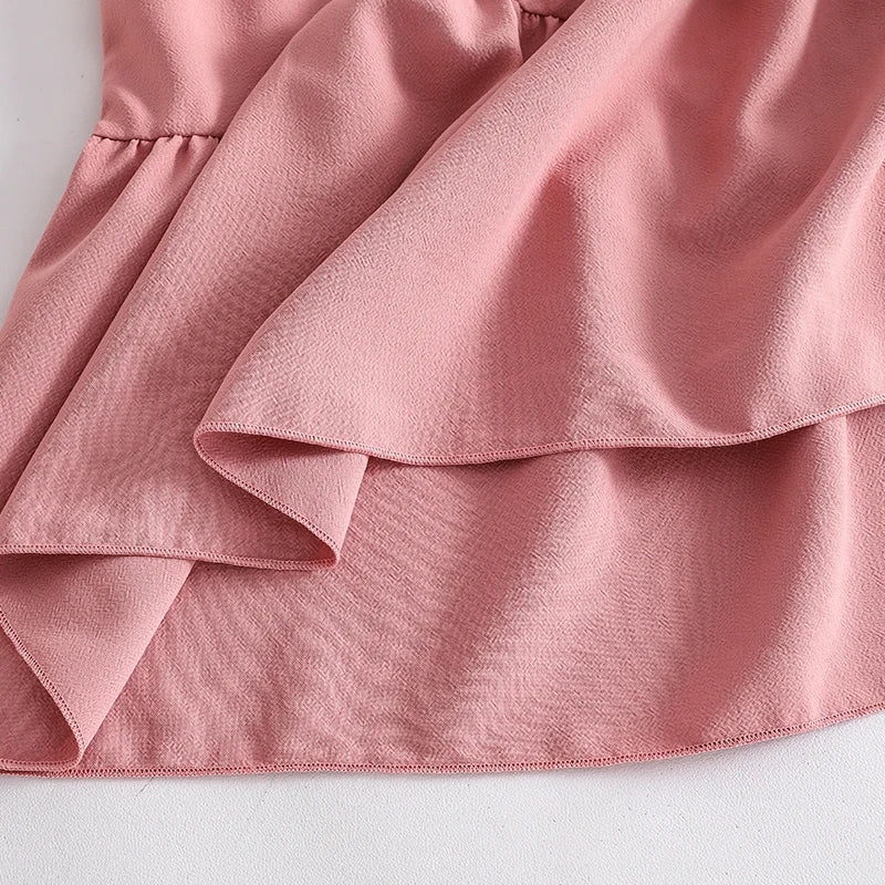 Girls 8-12 Pink Tiered Dress, Front Halter Neck Design & Tiered Ruffle Skirt, Casual Kids Wear
