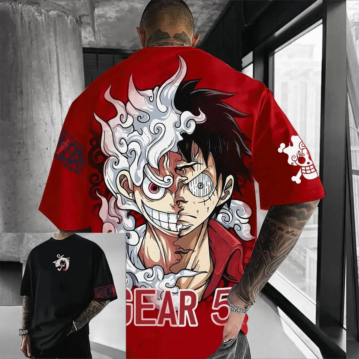One Piece Luffy Men's T-Shirt Graphic Tee Anime Print Short Sleeve Tee Summer New Oversized Streetwear Anime Cosplay Y2k Clothes