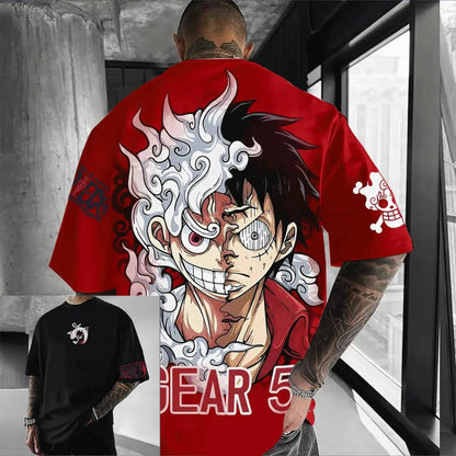 One Piece Luffy Men's T-Shirt Graphic Tee Anime Print Short Sleeve Tee Summer New Oversized Streetwear Anime Cosplay Y2k Clothes