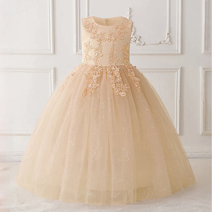 Summer Flower Baptism Bridesmaids Girls Dress Tulle Wedding Birthday Princess Party Dress Girls Graduation Evening Kids Clothing