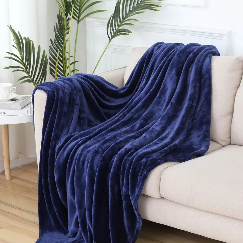 Fluffy Coral Velvet Blanket Flannel Plush Comfortable Thickened and Warm Soft Sofa Throw Blanket for Air-Conditioned Room Luxury
