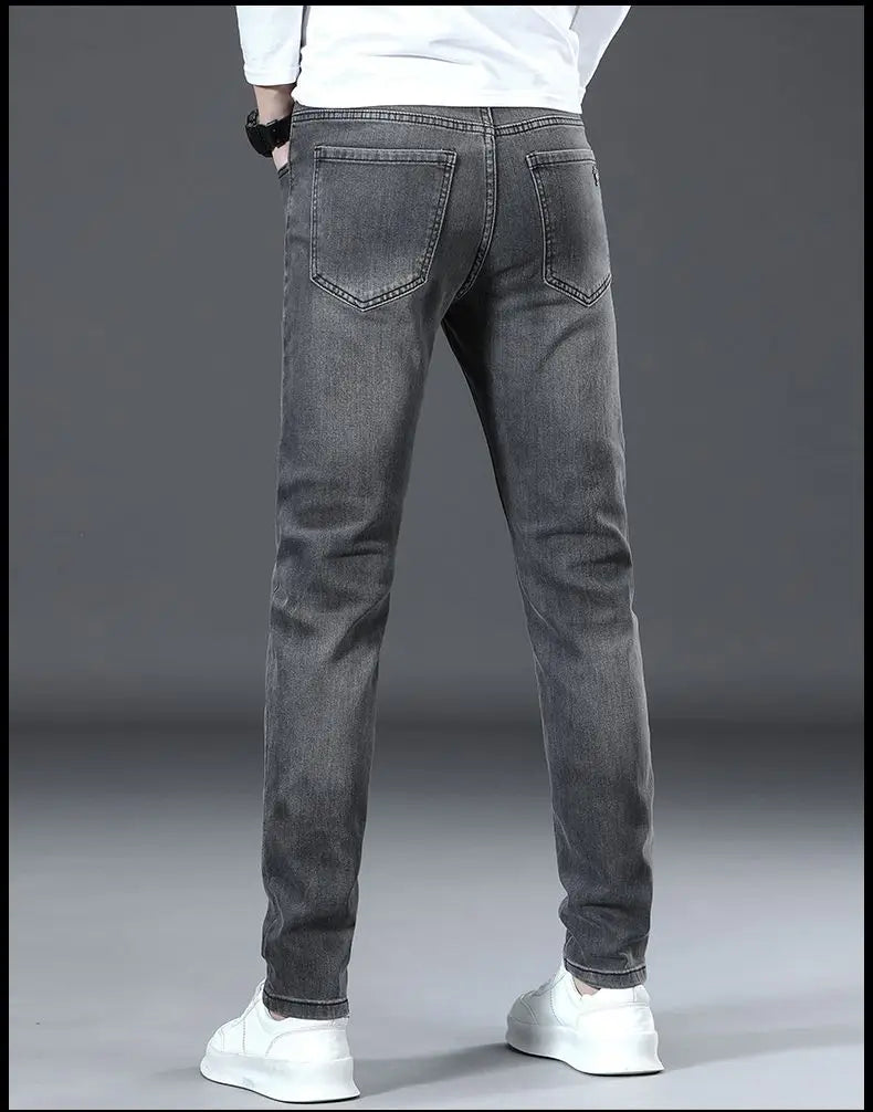 Men's Jeans Affordable Fashionable Elastic Slim Fit Light Straight-leg High-end Denim Long Pants Men's Trousers Denim Long Pants