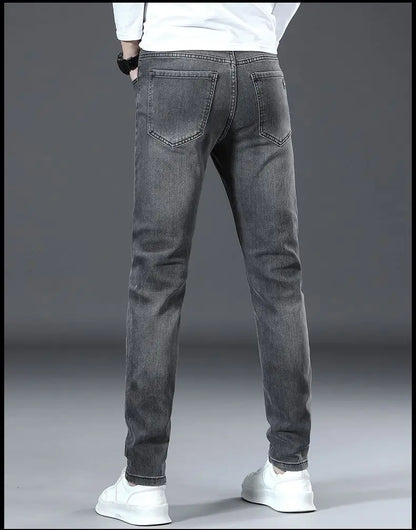 Men's Jeans Affordable Fashionable Elastic Slim Fit Light Straight-leg High-end Denim Long Pants Men's Trousers Denim Long Pants