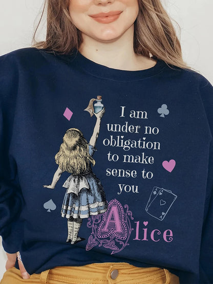 Alice in Wonderland Sweater Bookish Sweatshirt Alice in Wonderland Literary Comfort Fleece Sweatshirt Crewneck Y2K Streetwear