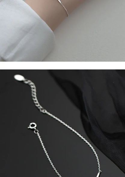 Real 925 Sterling Silver Smooth Cross Bracelet For Women Shiny Link Chain Bracelet Fine Jewelry Valentine's Day Gift