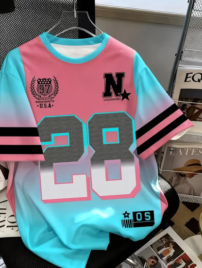 Summer Number Digital 3D Printed T-Shirt for Kids Sports Style Top Patchwork Short Sleeve Sports Football Jersey Y2k Loose Tops