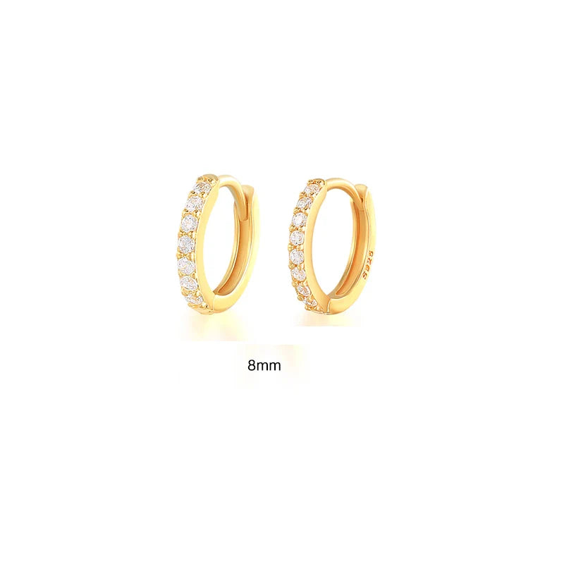 6/7/8/9 MM Cartilage Circle Earrings 925 Sterling Silver Bling CZ Huggie Hoop Earring for Women Piercing Buckle Wedding Jewelry