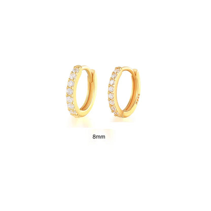 6/7/8/9 MM Cartilage Circle Earrings 925 Sterling Silver Bling CZ Huggie Hoop Earring for Women Piercing Buckle Wedding Jewelry