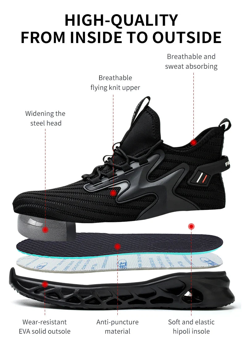 Anti-Puncture Anti-smash Safety Shoes Steel Toe Boots for Men Comfortable Work Sneakers Industrial Shoes for Construction Site