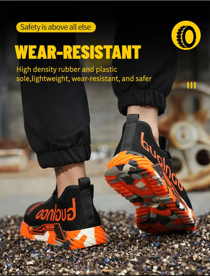 Indestructible Men Work Safety Shoes Steel Toe Work Sneakers Lightweight Anti-piercing Work Boots Industrial Construction Boots