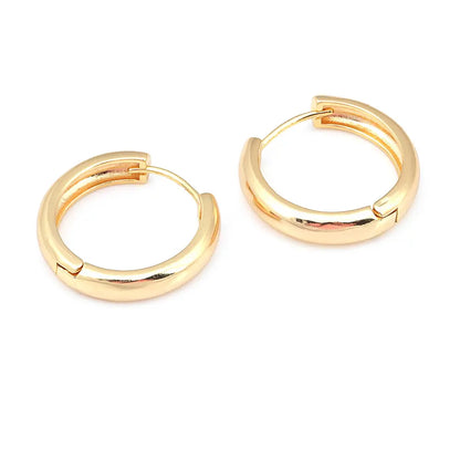 6PCS 14MM 16MM 18MM 23MM 25MM 30MM 18K Gold Color Brass Round Circle Loop Earrings Hoops Jewelry Making Supplies Accessories