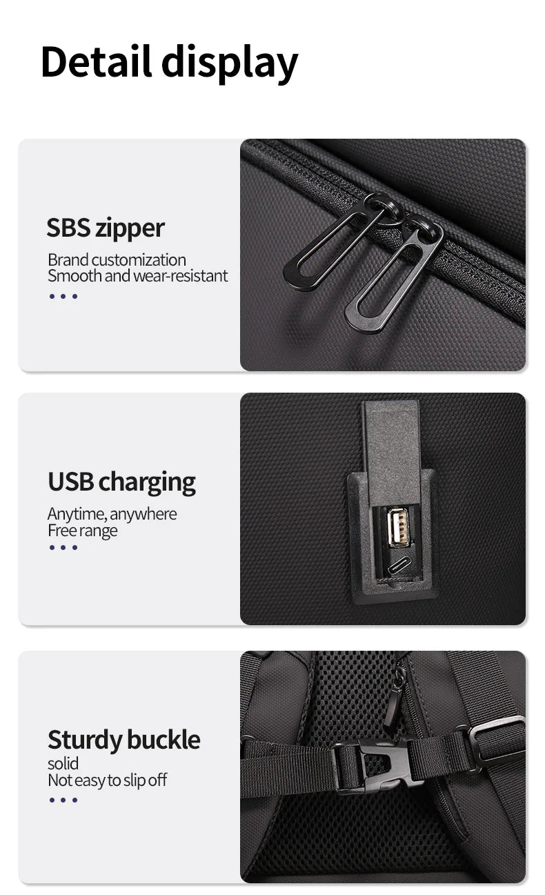 Business Waterproof Backpacks USB Charging Men Backpack Fit 15.6 Inch Laptop Travel 35L Large Capacity Backpack