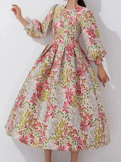 Winter and autumn luxurious and elegant lantern-sleeved wide-sleeved formal evening dress for banquets, wedding guests' attire