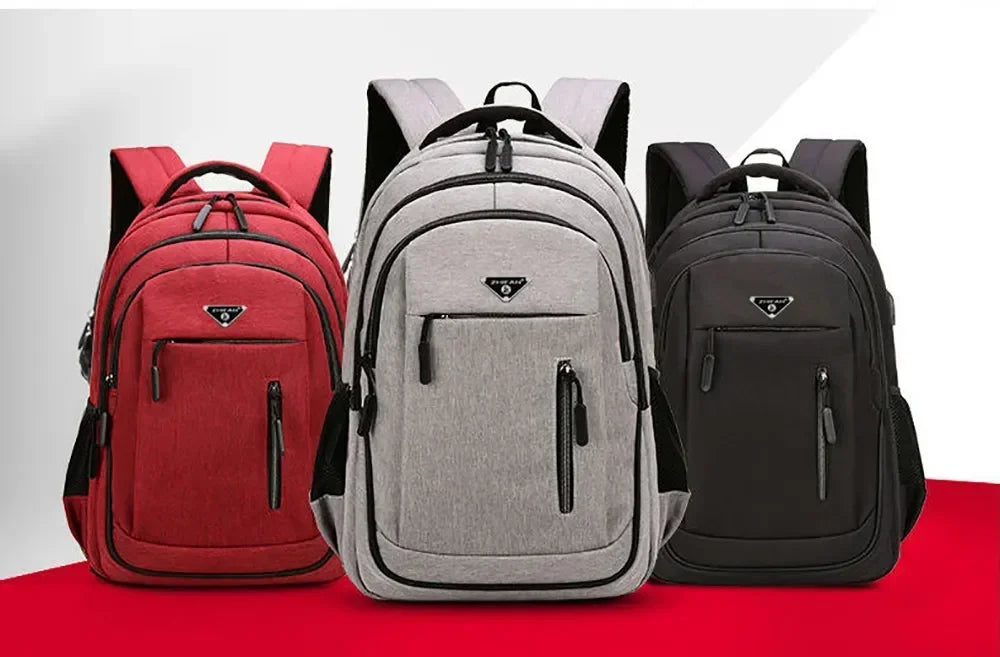 Large Capacity Backpack Men Laptop Backpacks 15.6 Oxford Black Solid High School Bags