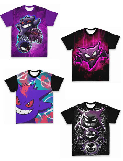 Dark Style T-Shirt, Gastly Evolution Chain 3D All-Over Print Personalized Short Sleeve