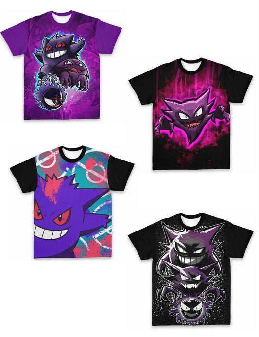 Dark Style T-Shirt, Gastly Evolution Chain 3D All-Over Print Personalized Short Sleeve