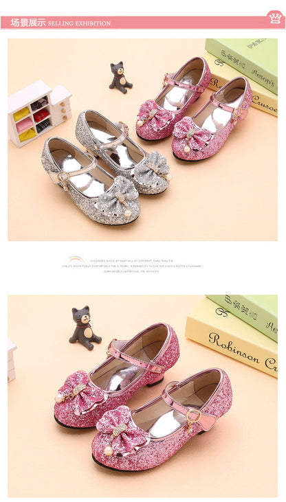 New Children Shoes Girls High Heel Princess Dance Sandals for Girls Kids Shoes Glitter Soft Leather Fashion Party Dress Wedding