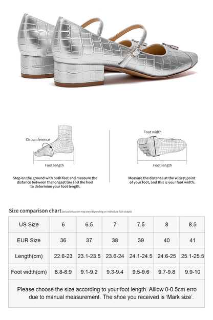 Women's High Heels New Low Heel Texture Mommy Casual Shoes Mary Jane Shoes