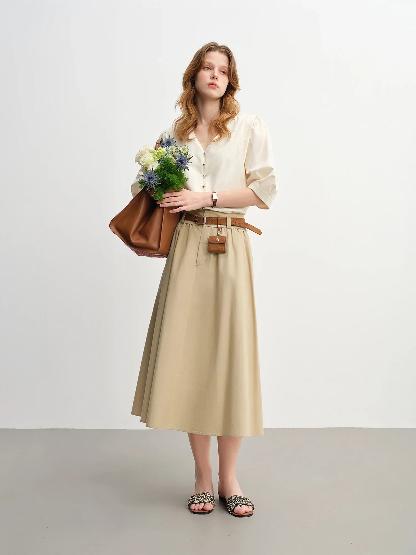 Women's Wide Waist High Waist A-line Skirt 2025 Autumn New Arrival Casual Workwear Style Skirt for Women 25DS83134