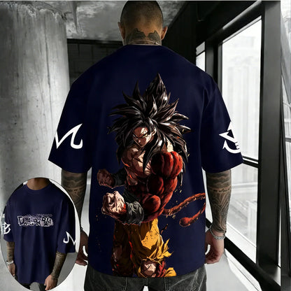 T-shirt Summer New Super Saiyan 4 Co Branded Men's Street Hip Hop Oversized Casual Short Sleeve Top