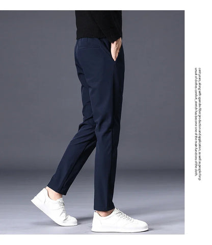 Fleece Pants Thick Men's Winter New Stretch Slim Business Warm Korean Fashion Plush Classic Trousers Male Brand 28-38