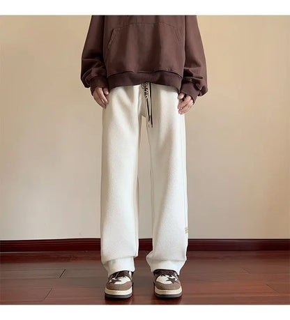 High-street cool pineapple plaid straight-leg wide-leg pants for men, casual outdoor party loose floor-length pants
