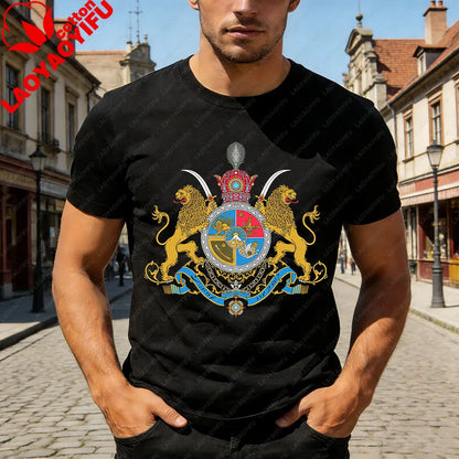 Lion and Sun Iran Persian Flag Iran Tshirt Khorshid Graphic T-Shirt Daily Life Casual Men Women Unisex Cotton Streetwear