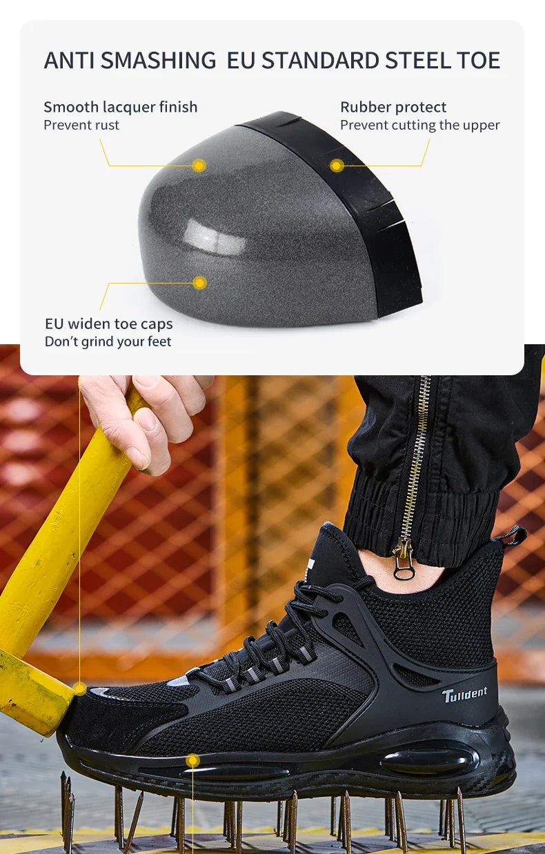 Men's protective shoes, breathable, lightweight, and safe shoes, anti-smashing and anti-puncture work shoes, steel-toe shoes
