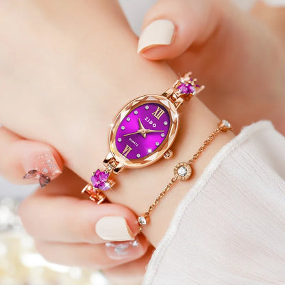 V22 Women's Watches Light Luxury Diamond Inlaid Female Watch Waterproof Oval Ladies Fashion Quartz Bracelet Wristwatch