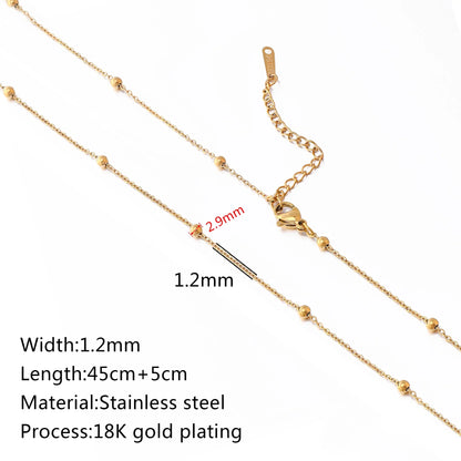 5Pcs/Lot Stainless Steel Bead Rope Link/Cuban/Paperclip Links Snake Chain Necklace Diy Women Jewelry 18K Gold Color Neck Chains