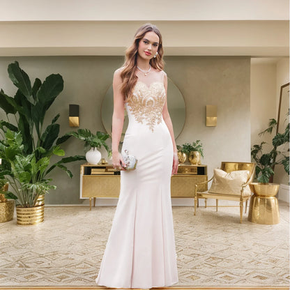Burgundy Evening Dress Illusion O-Neck Sequins Appliques Sleeveless Mermaid Prom Dress Slim Empire Party Trumpet Gown