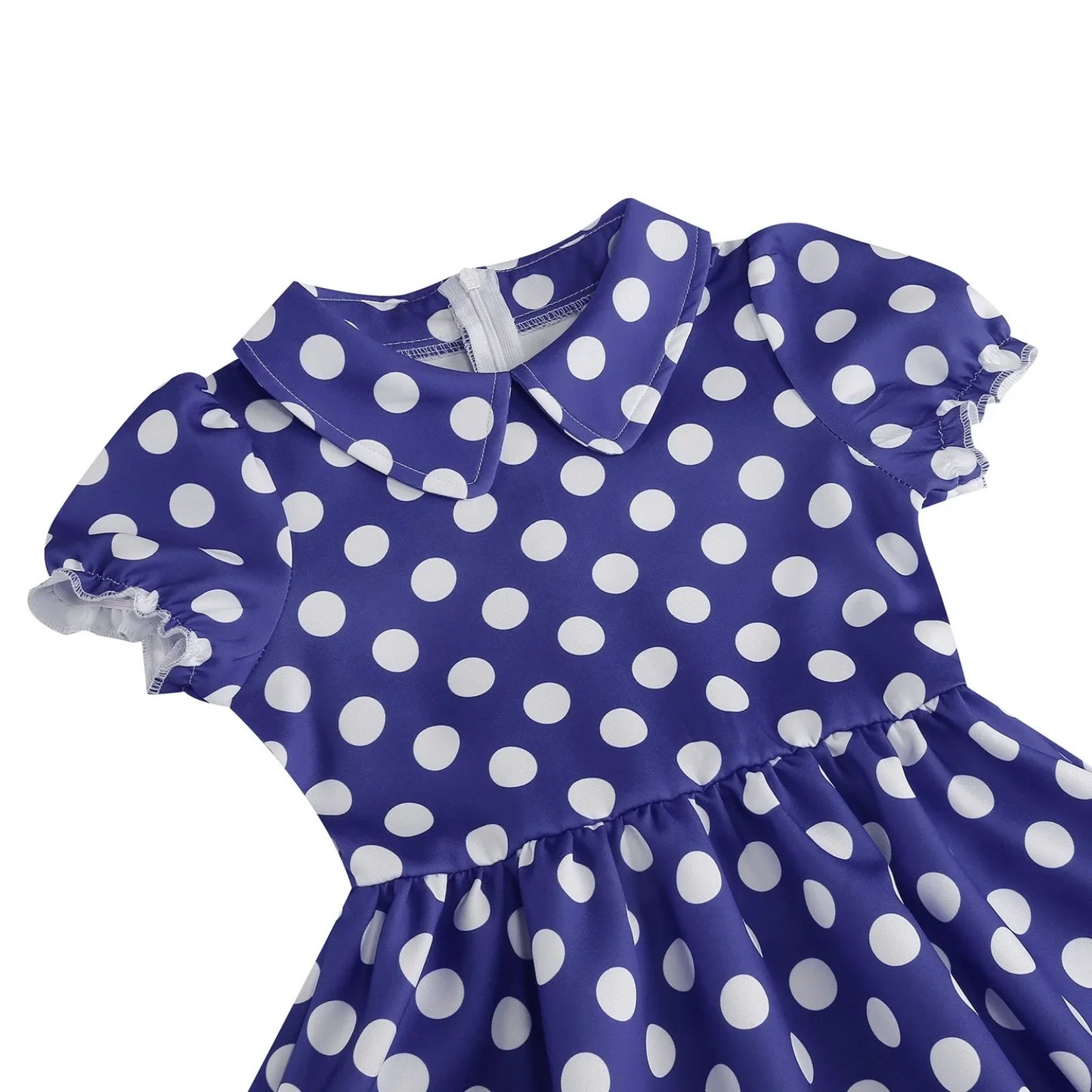 New Fashion Kids Dress For Girls Polka Dot Short-sleeved Children Dress With Baby Collar Daily Girls Casual Costume
