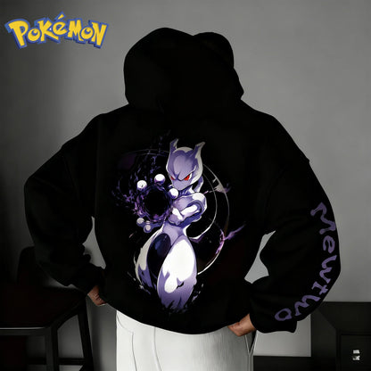 Anime Mewtwo Co Branded Hoodie  Spring/Autumn New Street Hip Hop Men's and Women's Daily Casual Parent Child Top
