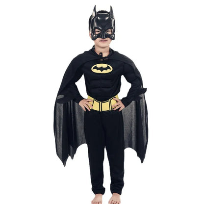 Boys Muscle Costumes with Mask Cloak Movie Character Superhero Cosplay  Party Role Play