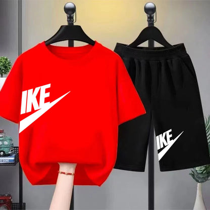 Summer Brand black T-shirt+Shorts Two-piece set Kids Clothing Fashion Letter Boy Girl3-12Yrs Sports Short-sleeved Casual Set