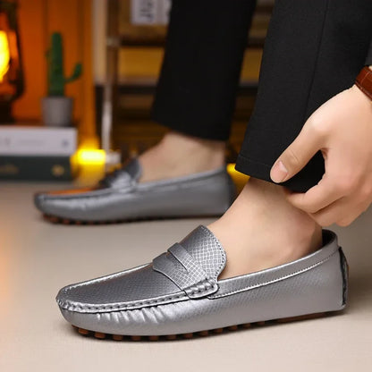 Fashion Men Leather Casual Shoes Soft Lightweight Breathable Slip-on Mens Driving Shoes Comfortable Loafers Moccasins