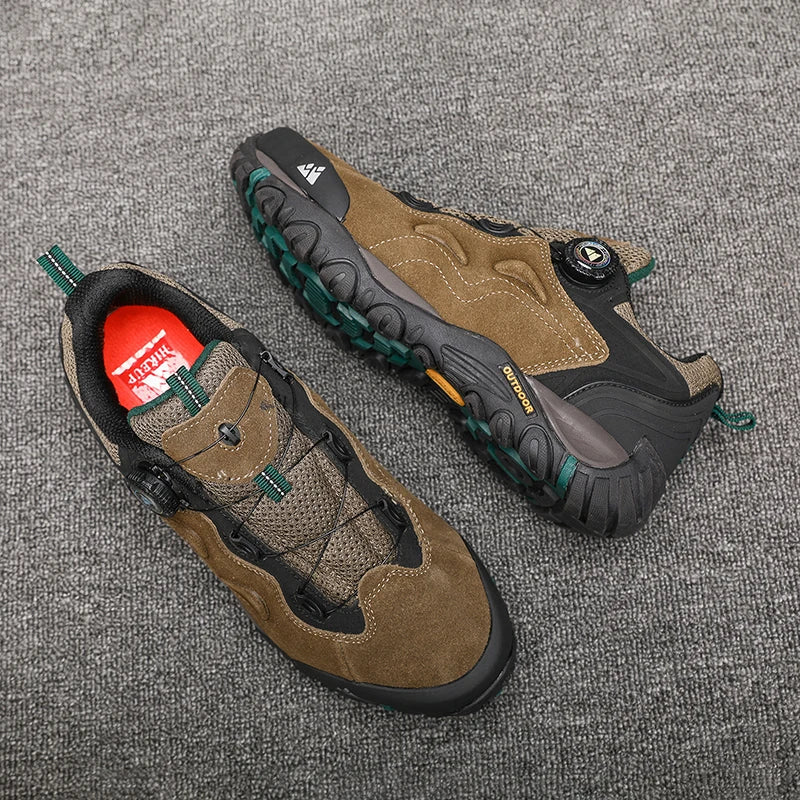 Leather Shoes for Men, Outdoor Hiking Shoes, Tourist Trekking Sneakers, Mountain Climbing Trail Jogging Shoes, Turnbuckle
