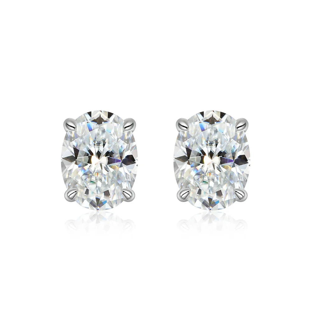 1ct-4ct Oval Moissanite Wedding Earrings For Women S925 Silver Plated 18K Gold Can Pass Diamond Test Party Earrings Gift