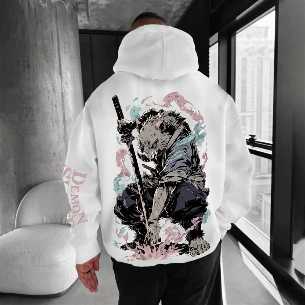 Men's Hoodie Sweatshirt Inosuke Hashibira Anime Spring and Autumn Boys' Children's Long-sleeved Parent-child Outfit