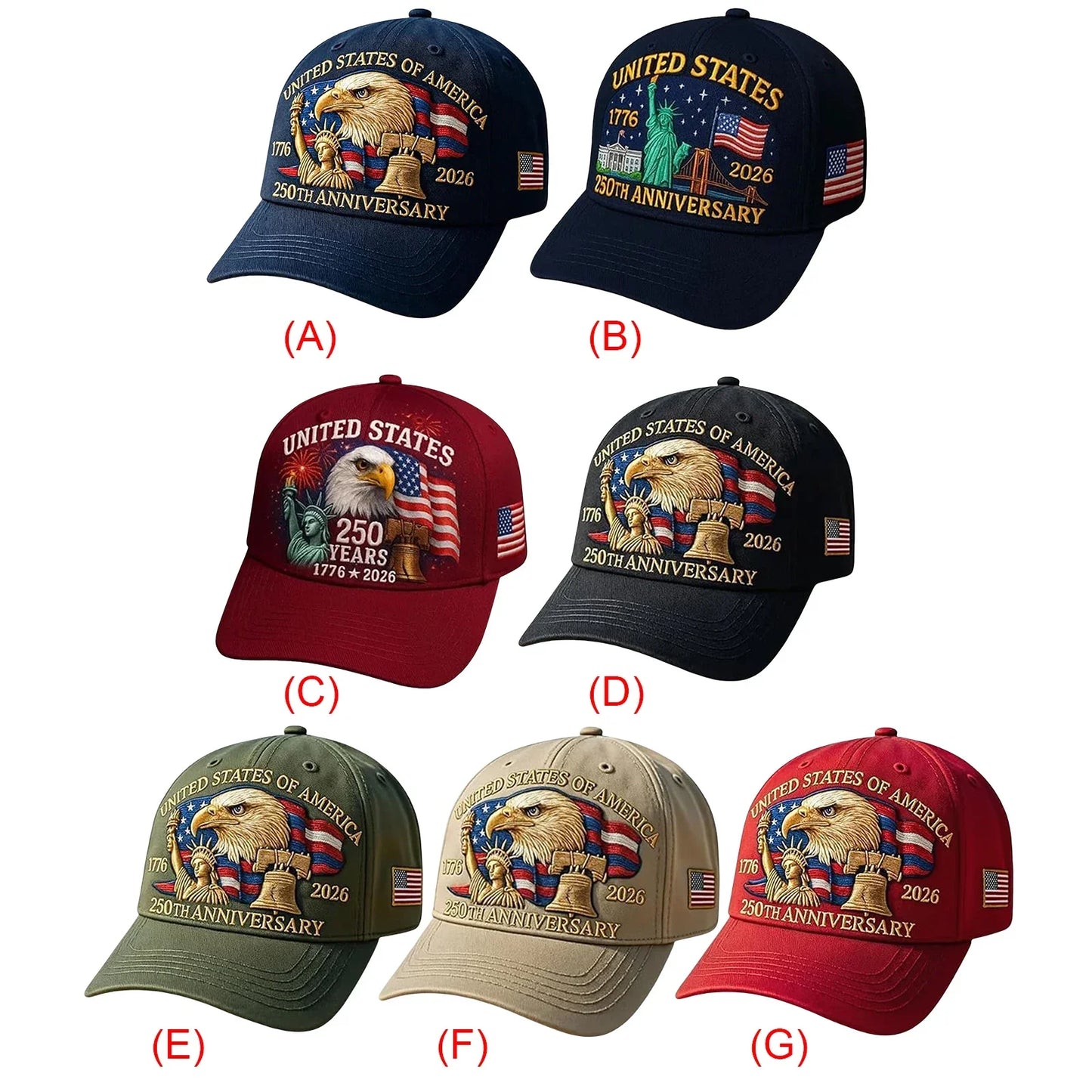 US 250th Anniversary Cap Retro Washed Patriotic Cap Trucker Hat Outdoor Sunhats Sports Hat reathable Baseball Caps for Men Women